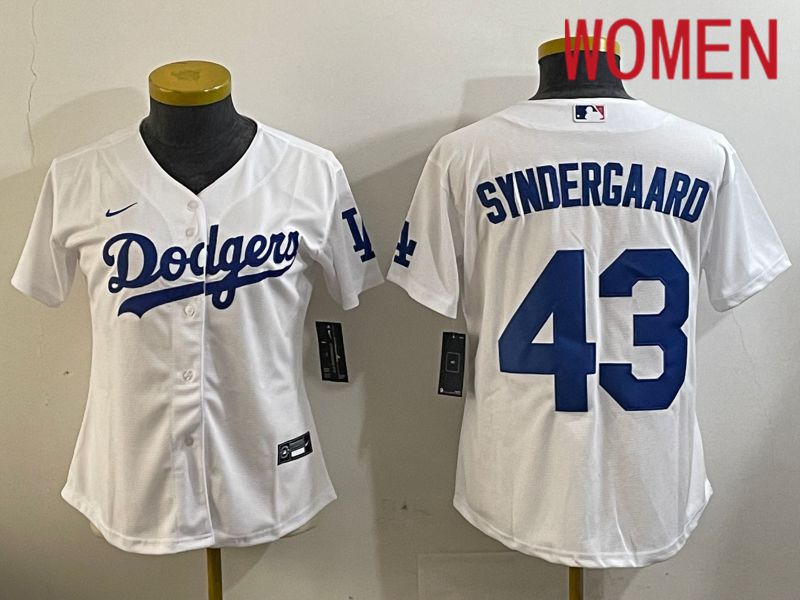 Women Los Angeles Dodgers #43 Syndergaard White Game 2024 Nike MLB Jersey style 1120
